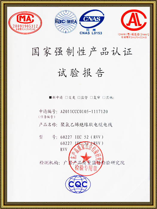 国家强制性产品认证试验报告