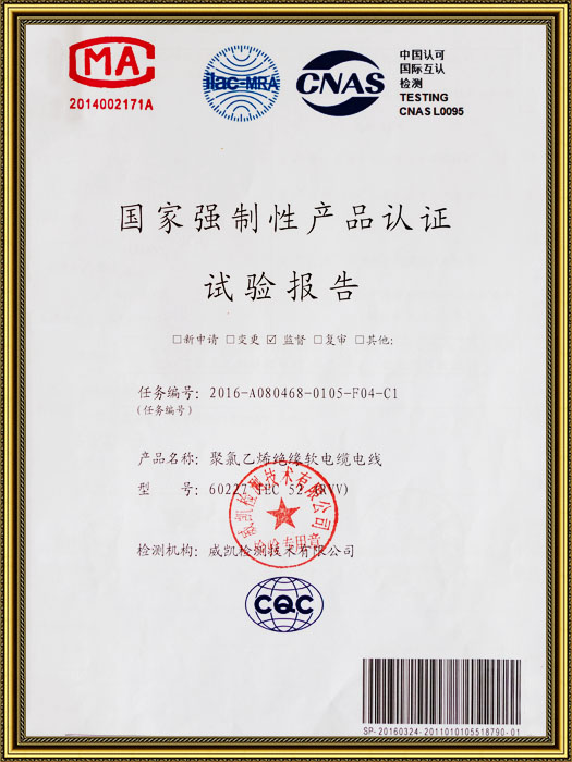 国家强制性产品认证试验报告