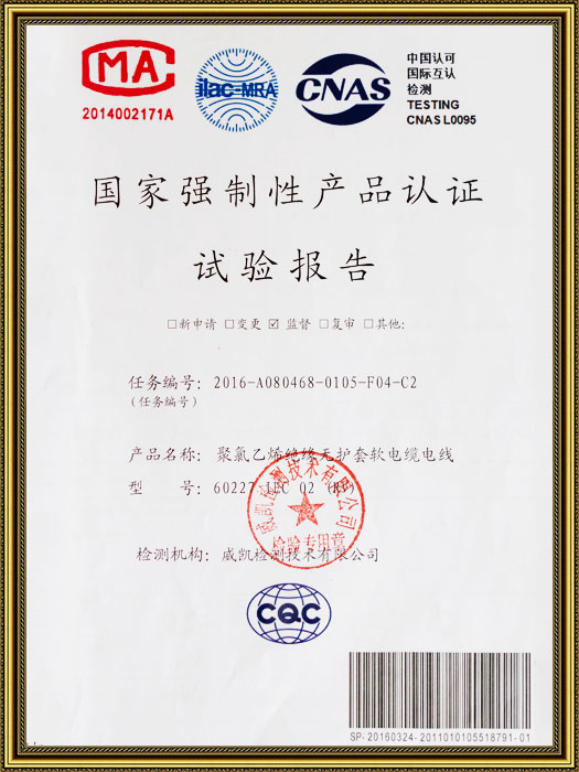 国家强制性产品认证试验报告