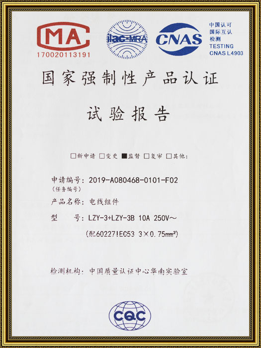 国家强制性产品认证试验报告